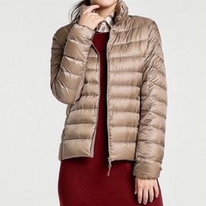 Uniqlo Tan Ultra Light Puffer Jacket Coat